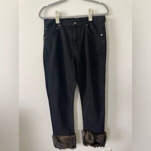 Zara Faux Fur Cuff Jeans